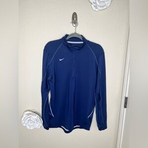 NTM Nike Dri-FIT Blue 1/4 Zip Pullover Mens Small Lightweight Athletic Mock Neck